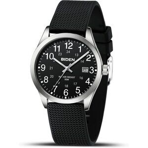⚡Silver Black Mens Watches Analog Quartz Sports Unisex Fashion Casual Designer